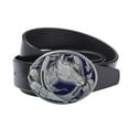 thumbnail image 2 of Cinturón de Cuero con Hebila Grabado de Cabeza de Caballo Aleación de Zinc Estilo Retro para Mujer Hombre Negro Baoblaze Cinturón de vaquero occidental, 2 of 8