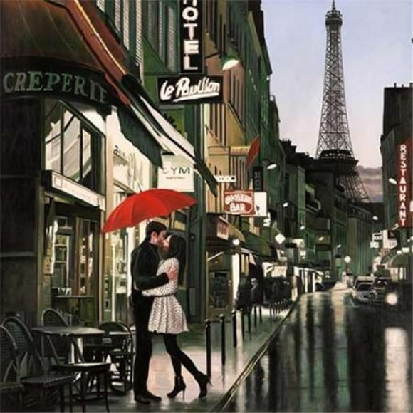 Selected Artworks PDX1BN2539SMALL Romance in Paris Poster Print by Pierre Benson, 12 x 12 - Small