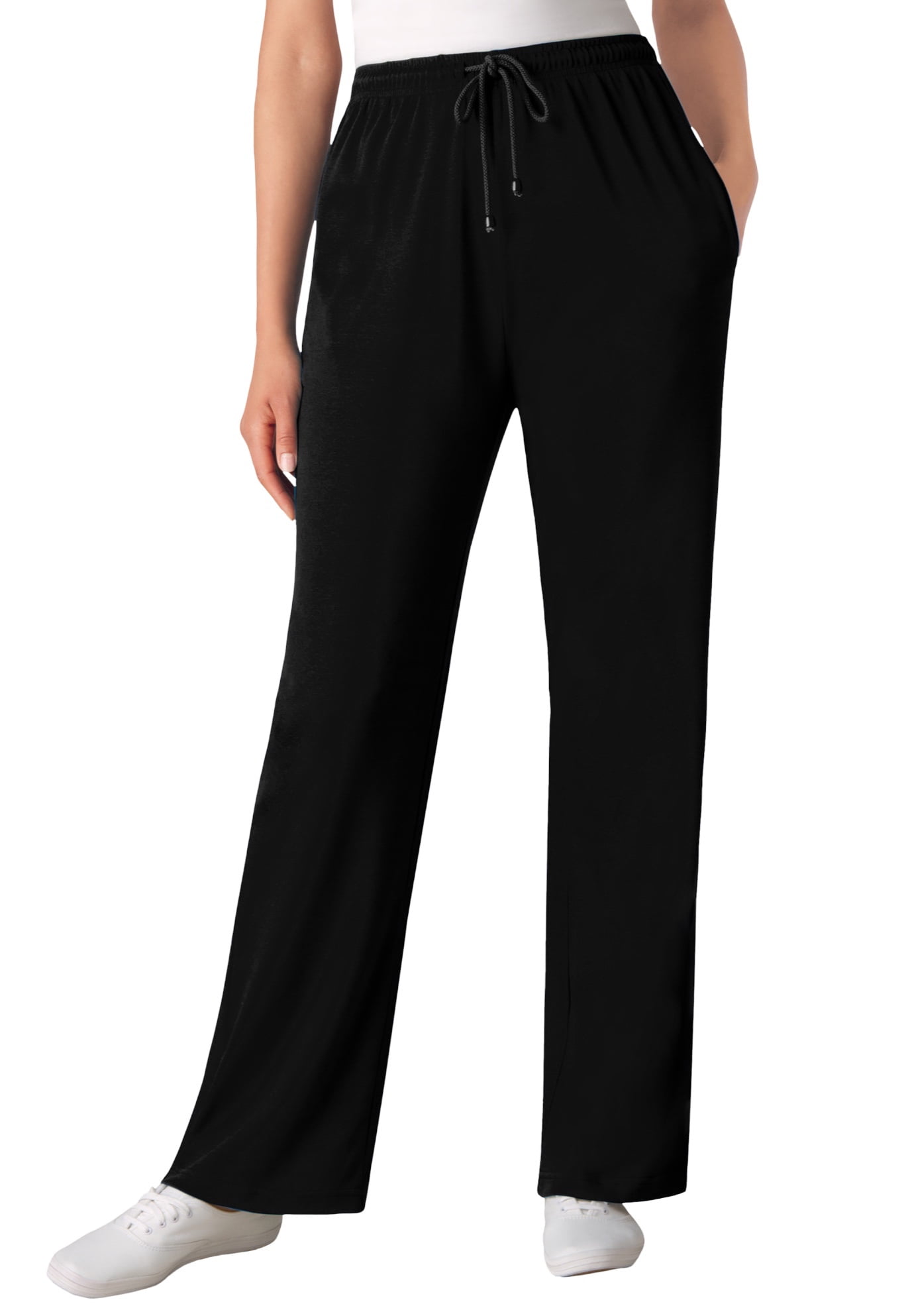 Woman Within Women's Plus Size Sport Knit Straight Leg Pant Pant