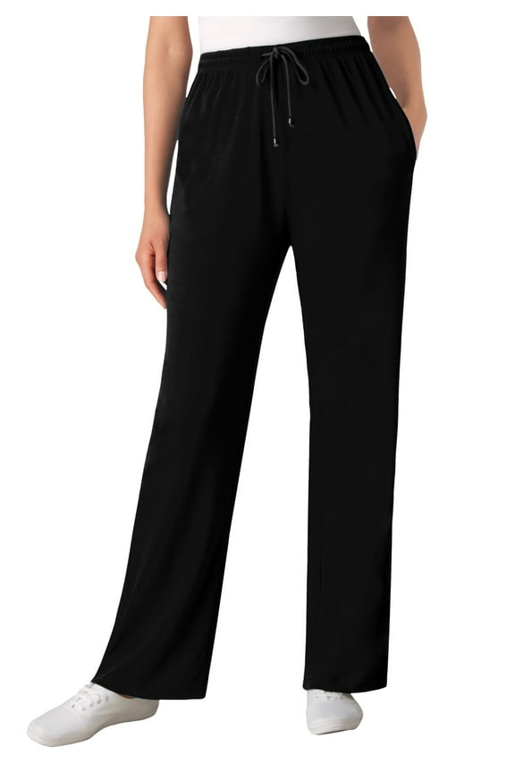 Plus Size Petite Sport Knit Straight-Leg Pull-On Pants