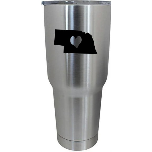 Nebraska Heart States Etched 30oz Stainless Steel Tumbler