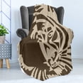 thumbnail image 4 of Tiger Soft Flannel Fleece Throw Blanket, Abstract Big Jungle Cat Predator Feline Grunge Elements Safari Hunting Action Image, Cozy Plush for Indoor and Outdoor Use, 60" x 80", Tan Brown, by Ambesonne, 4 of 5