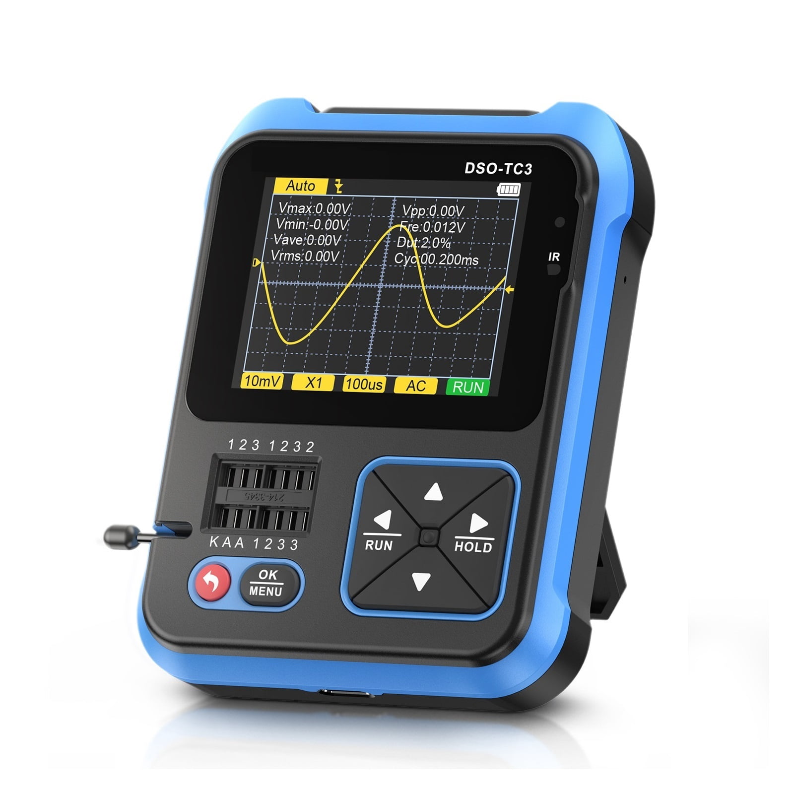 TC3 Digital Oscilloscope 3 in 1 Function Signal Generator Transistor Tester Voltage Test 500KHz 10MS/s ,Professional Designed