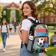 thumbnail image 3 of ZIATUBLES 17 Inch Clear Backpack, Heavy Duty Fabric & PVC Transparent Bag with Reinforced Strap, Large Capacity Rainbow Paint Soccer Ball Print See Through Bookbag for School, Work & Travel, 3 of 7