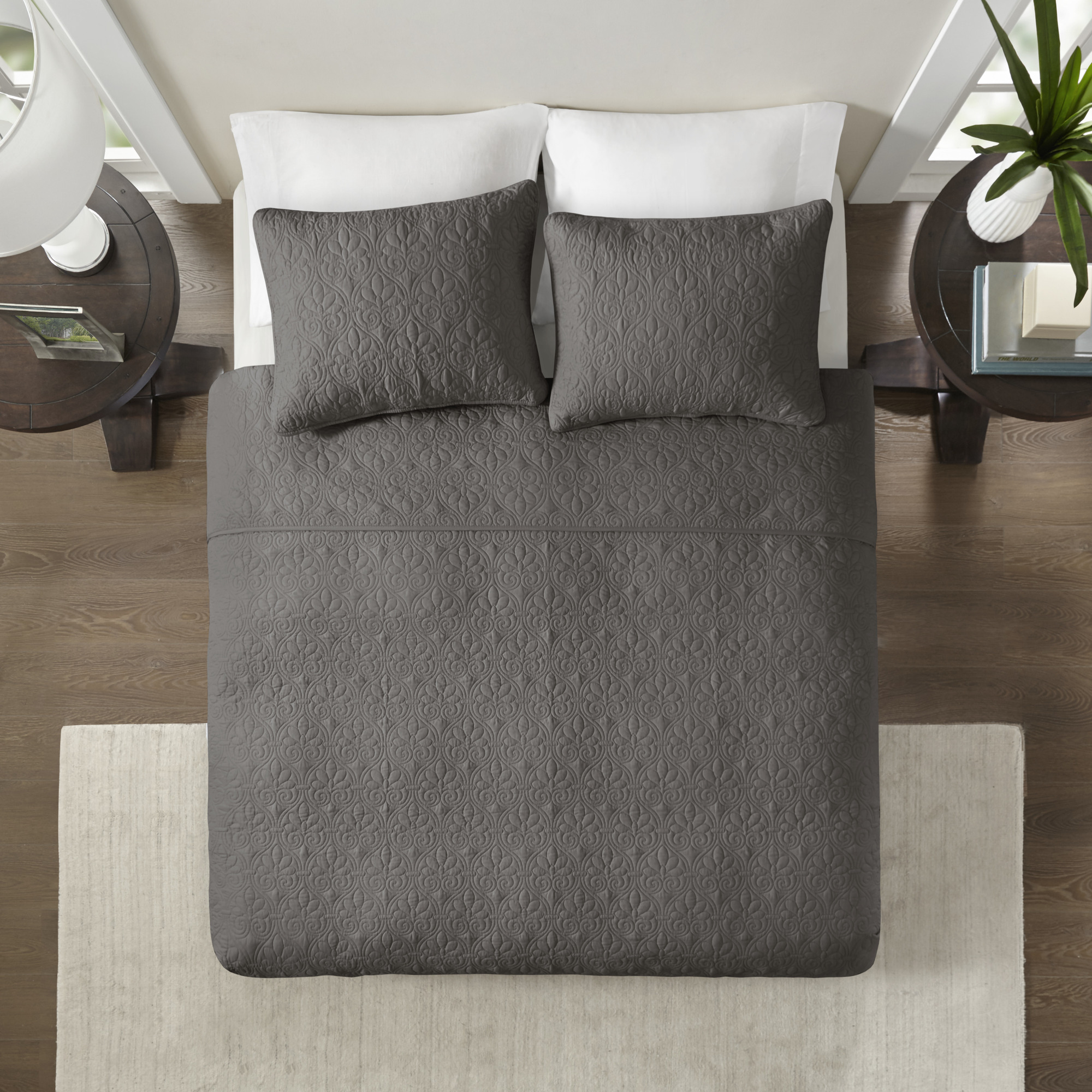 Home Essence Vancouver Super Soft Reversible Coverlet Set, Full/Queen, Dark Grey - image 5 of 13