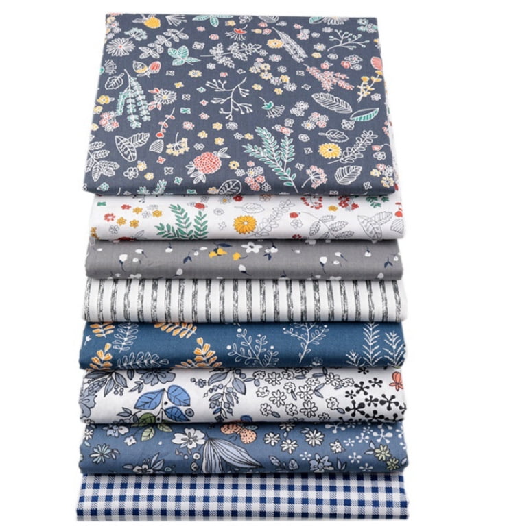 8Pcs 19.7x19.7 inch Quilting Cotton Fabric Squares, Floral Fabric for Sewing Crafts, Quilt Squares Fat Quarters Fabric Bundles, Soft Cotton for DIY Projects & Beginners Grey