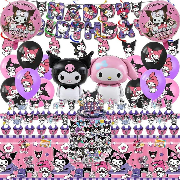 Kuromi Birthday Party Supplies, Party Decorations Set for Girls Kuromi Theme Party, 102 Pcs