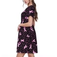 thumbnail image 2 of Honeii Robe à Manches Courtes pour Femmes Sensibilisation au Cancer du Sein, Robe Décontractée Confortable, Mélange Polyester Spandex Doux, Tenue Quotidienne Élégante pour l'Été, Parfaite pour les Voyages et les Vacances, 2 of 6