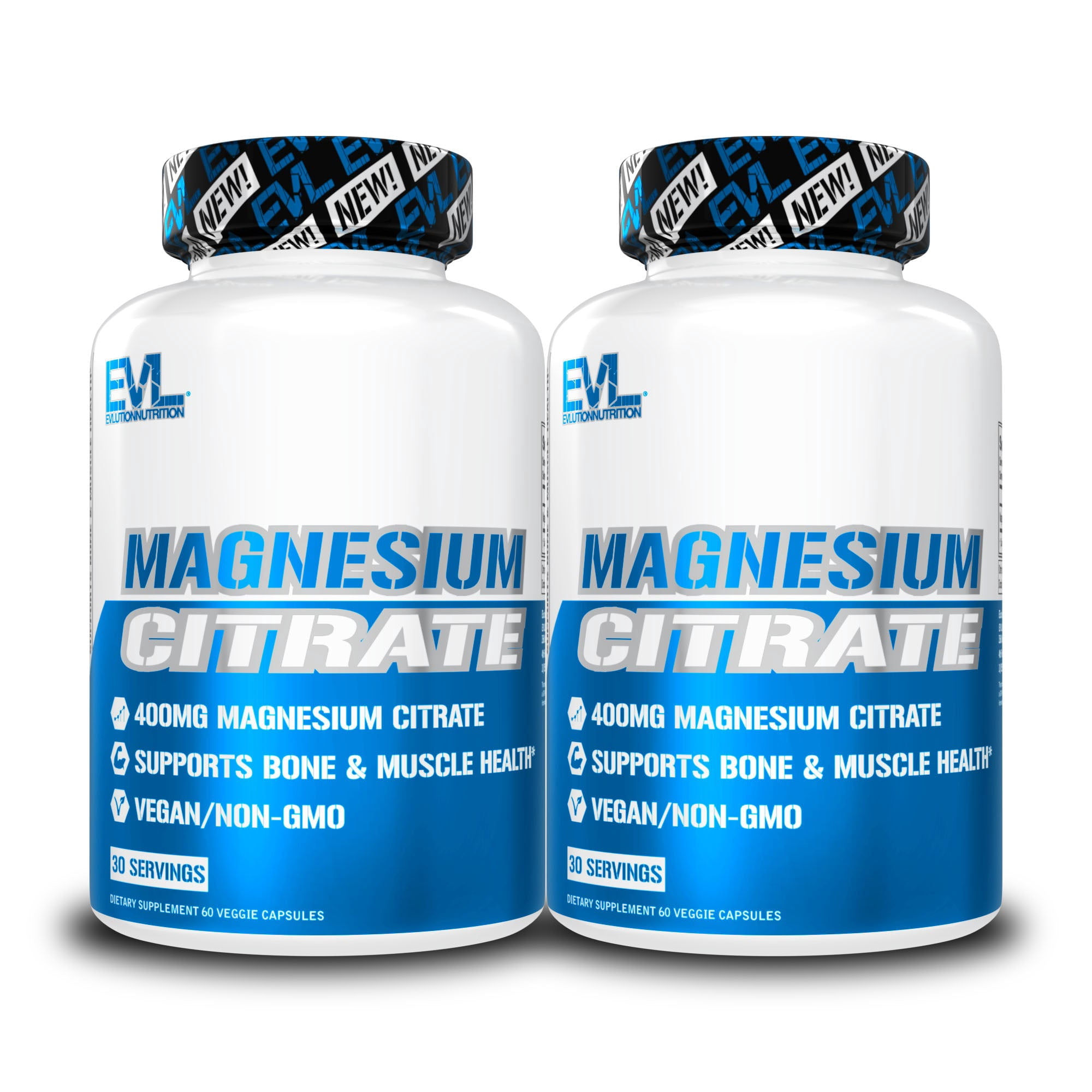 (2 pack) Evlution Nutrition Magnesium Citrate 400mg for Bone & Muscle Health and Natural Sleep Support, 60ct Capsules