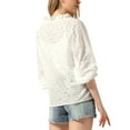 thumbnail image 3 of Blusa Boho INSPIRE CHIC para mujeres con cuello rizado y huecos, manga larga abullonada, botón, blanca, XL, 3 of 6