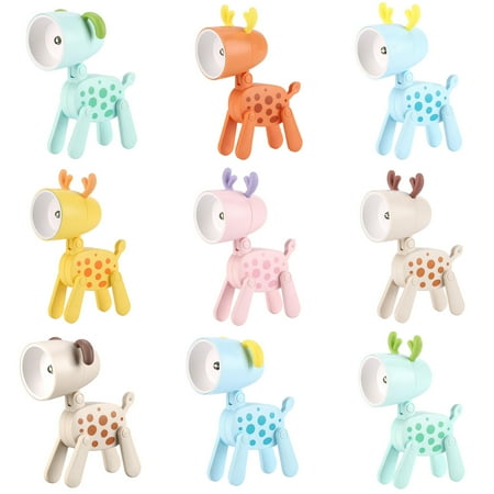 

Kripyery Adorable Appearance Foldable Button Battery Powered LED Light Cute Cartoon Dog Deer Mini Night Lamp for Home