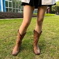 thumbnail image 2 of SheSole Women's Square Toe Cowgirl Cowboy Boots Western Female Brown US 6, 2 of 7