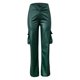 thumbnail image 1 of Gibobby Pantalones cargo para mujer Pantalones de mujer Pantalones de cuero de trabajo casual Pantalones de cuero de bolsillo elásticos de moda(Verde,XL), 1 of 5