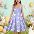 thumbnail image 2 of Girls Outdoor Easter Dress Sleeveless Spaghetti Strap Print Back Zipper Casual Soft Purple 9 Years-10 Years, 2 of 4