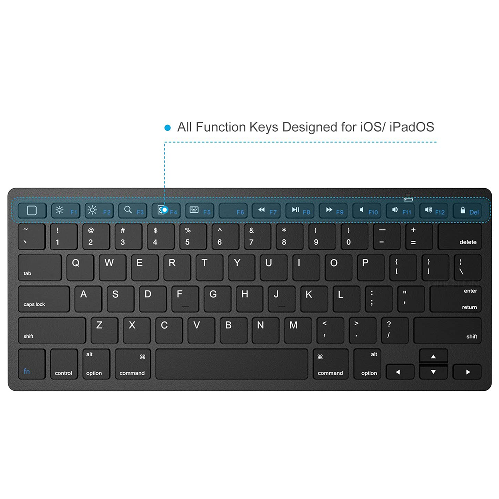 Slim Wireless Keyboard, 2.4 GHz 78-key Mini Wireless Keyboard with USB Receiver for Windows 10/8/7 / Vista / XP and Android BLACK - image 4 of 8