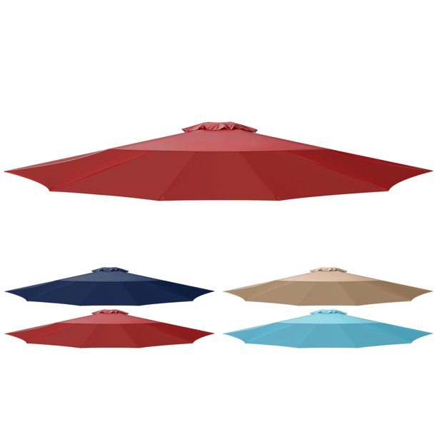 Toldo de repuesto para sombrilla de patio, 2,7 m, rojo, para 8 varillas