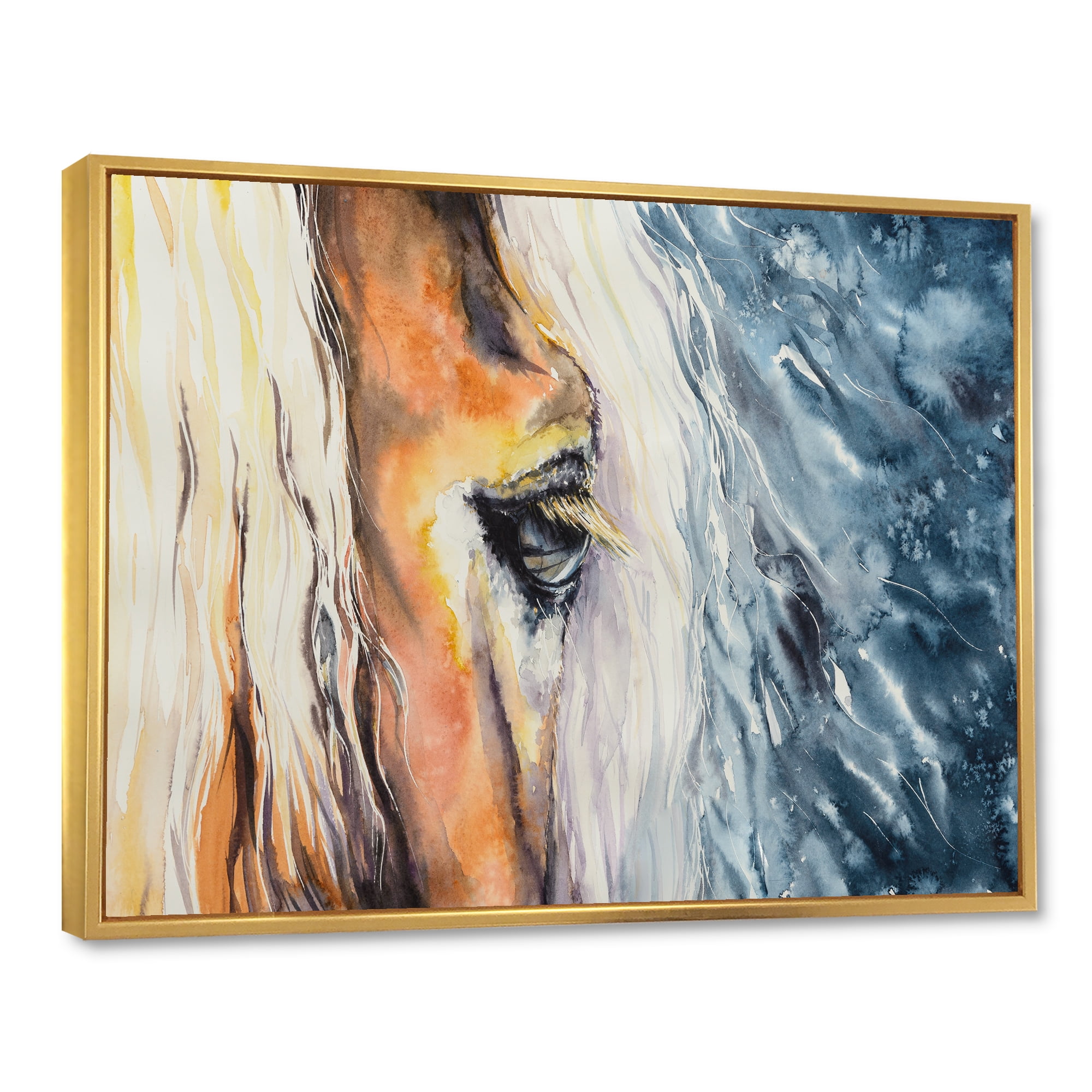 Designart 'Abstract Close-Up of A Beautiful Horses Eye II' Farmhouse Framed Canvas Wall Art Print