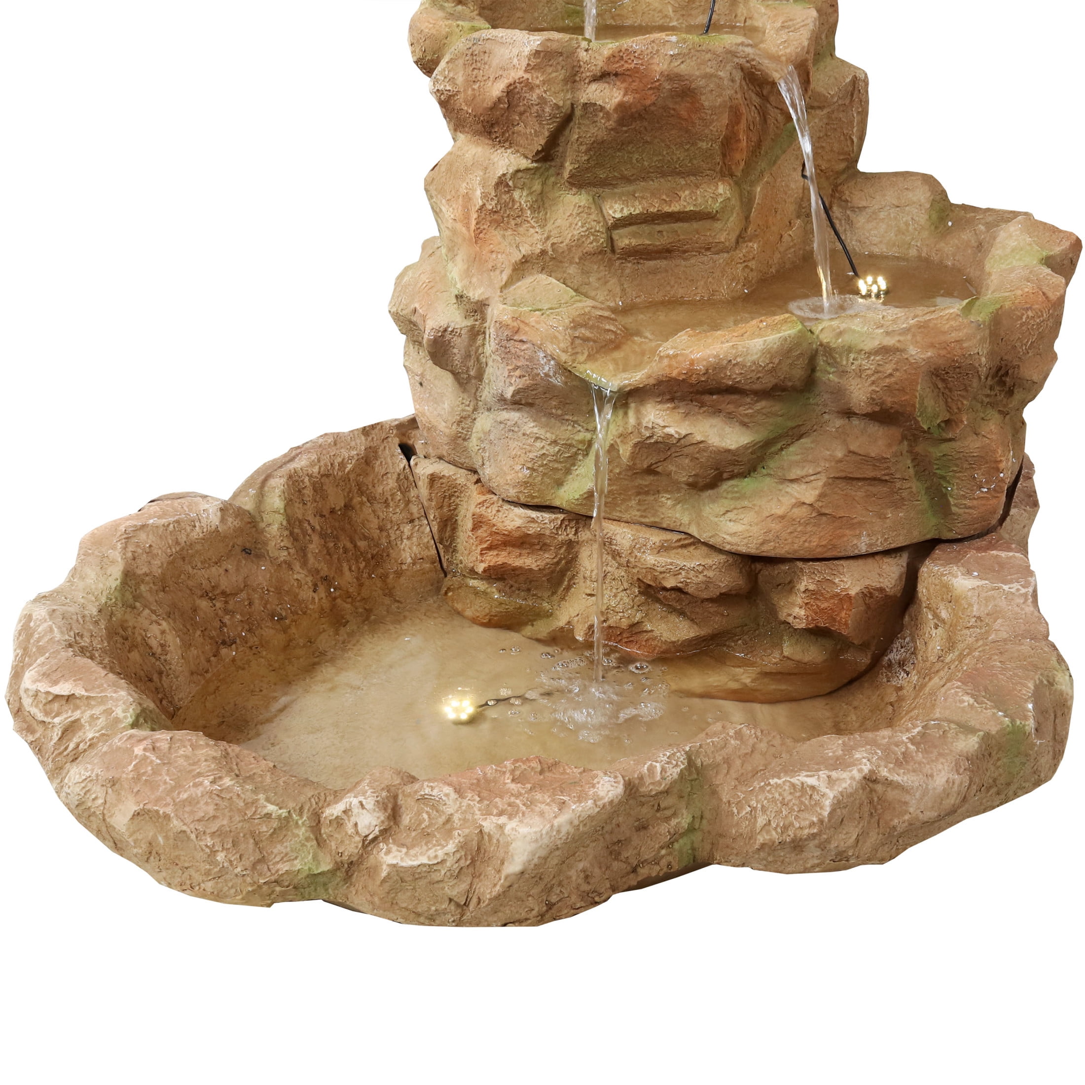 Sunnydaze Stone Springs Polyresin Outdoor Water Fountain with Lights