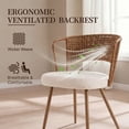 thumbnail image 2 of Dining Chairs Set of 2, Farmhouse Rattan Dining Room Chairs, Wingback Upholstered Kitchen Chairs Set of 2 with Cane Back & Metal Legs, Dark Walnut, 2 of 8