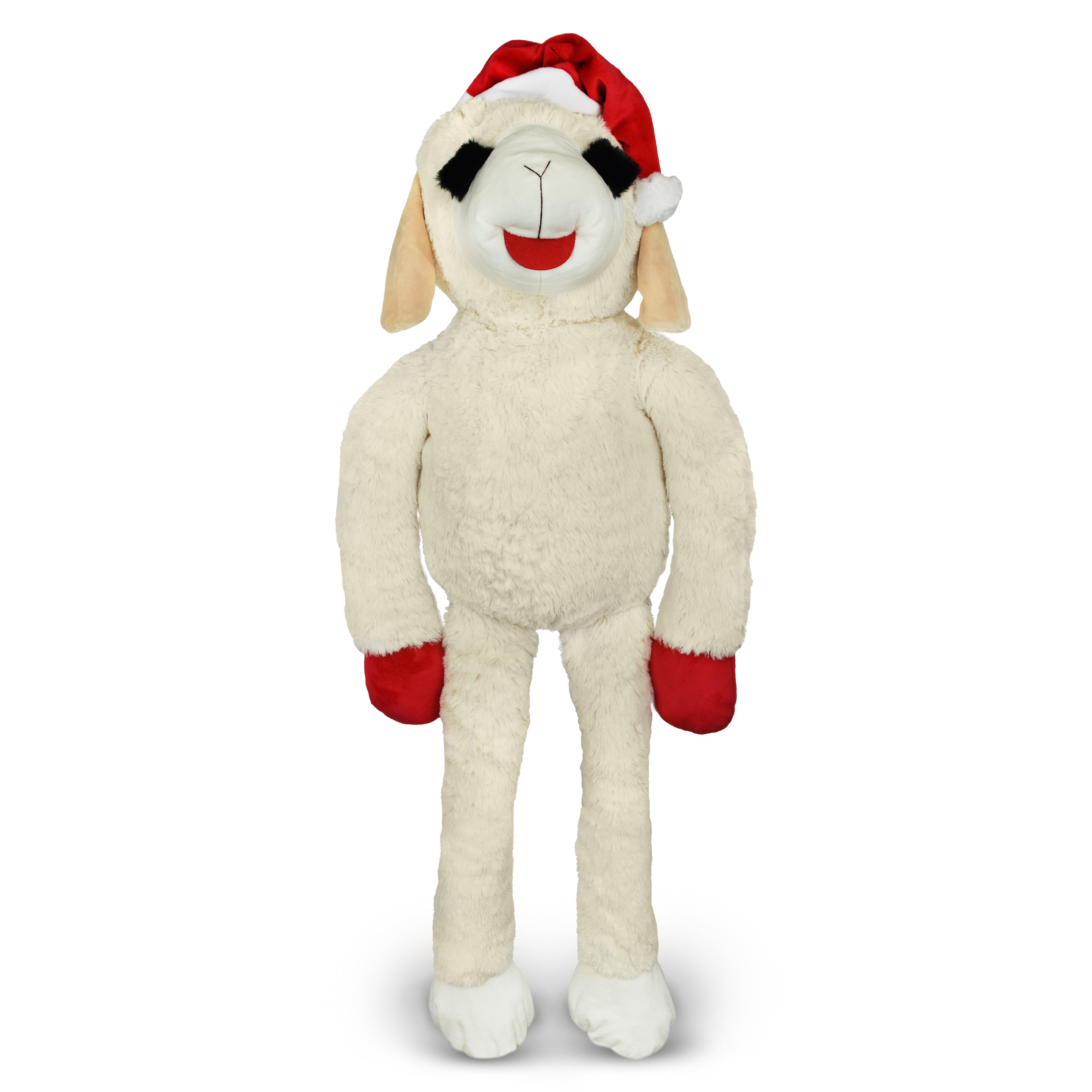 Multipet Holiday Super-Sized Plush Lamb Chop with Santa Hat, 3 Feet Tall, Limited Edition