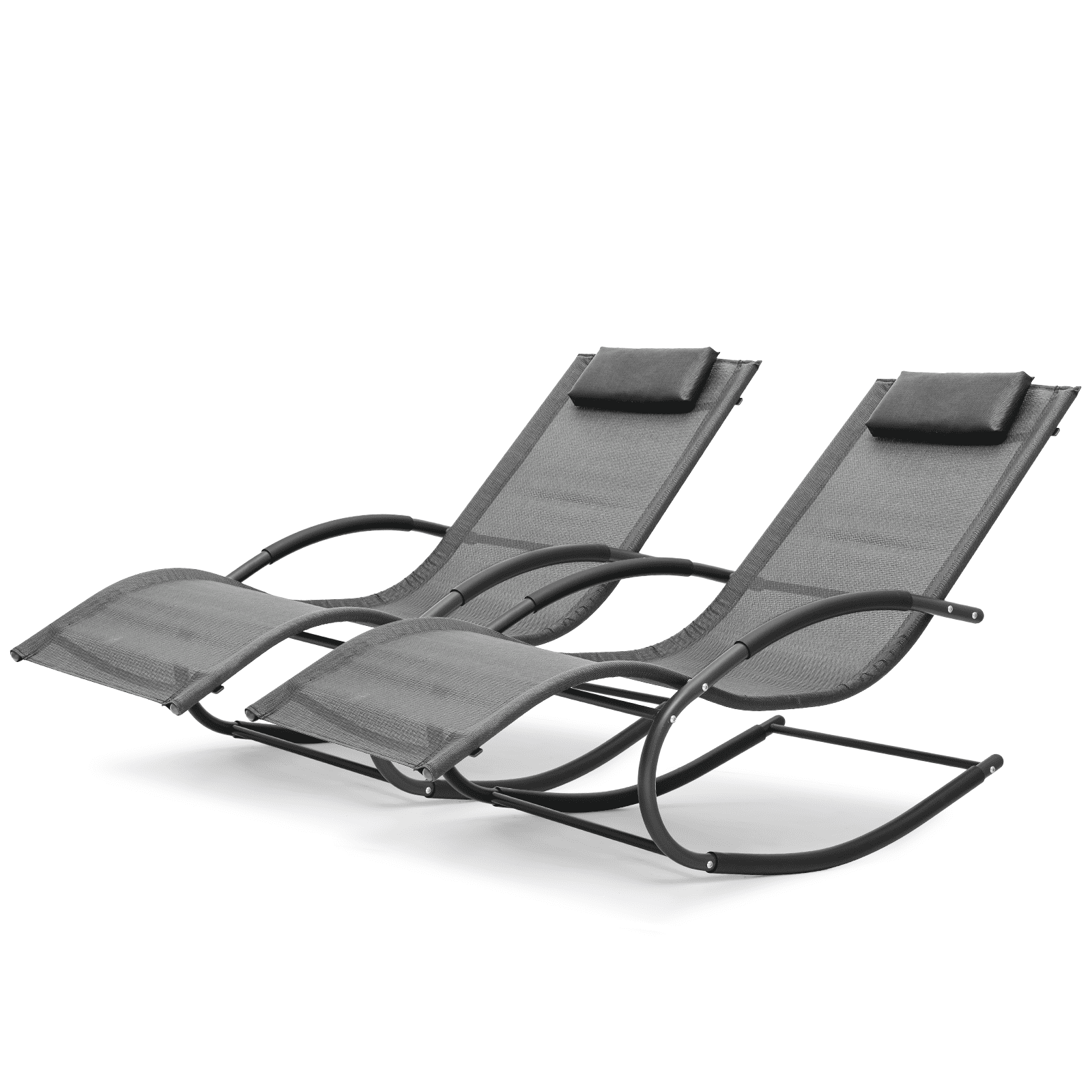 MoNiBloom 2Pcs Outdoor Rocking Chair, Pool Chaise Lounge Chair with