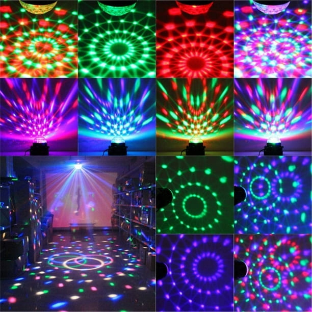 Lumières de fête activées par le son avec éclairage DJ télécommandé, boule  disco RVB, lampe stroboscopique 7 modes de lumière de scène pour la maison,  les soirées dansantes, l'anniversaire, le bar DJ