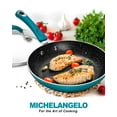 thumbnail image 3 of MICHELANGELO Frying Pans Nonstick, 9.5 Inch and 11 Inch Non Stick Frying Pans Set, Enamel Nonstick Pans for Cooking, Frying Pan Set with Silicone Handle, Skillet Set Nonstick, Cyan, 3 of 6
