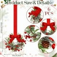 thumbnail image 3 of 6 Pcs 6" Christmas Wreath Mini Cabinet Wreaths for Kitchen with Ribbon Bows Red Berry Small Window Wreaths for Window Door Farmhouse Wreath Christmas Party Decorations, 3 of 5