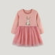 thumbnail image 2 of Odeerbi Niñas Manga Larga Tul Lentejuelas Primavera Otoño Algodón Conejito Cuello Redondo Malla Vestido Suelto, 2 of 5