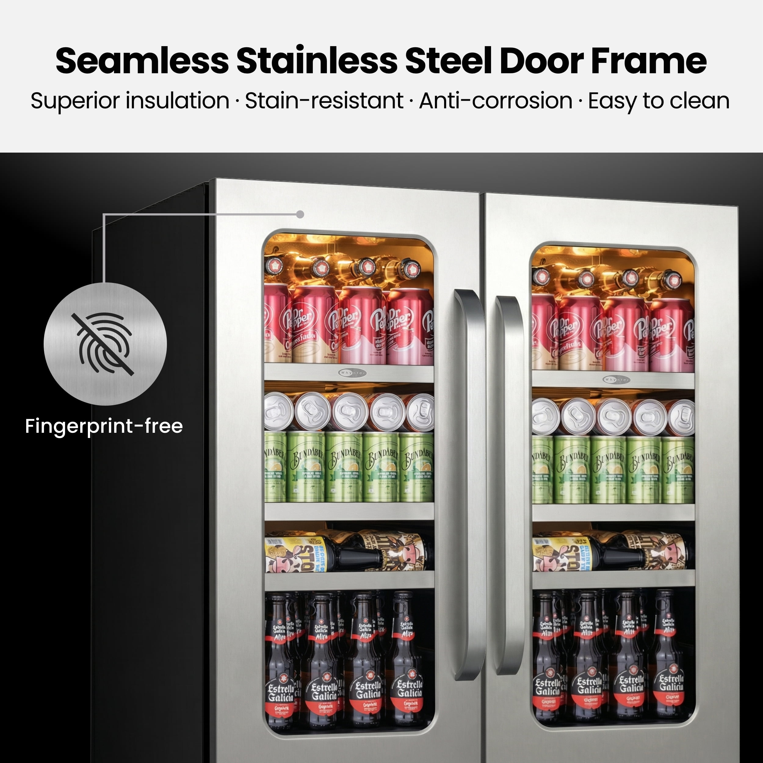 Whynter 30 inch Beverage Refrigerator, 160 Cans Beverage Cooler with Stainless Steel Door Frame for Home/Kitchen/Office