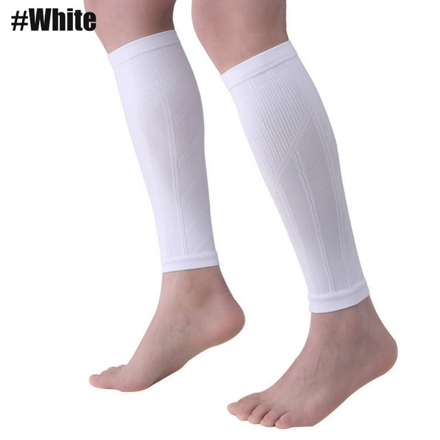 1Pair Calf Compression Sleeves For Men & Women -Leg Compression Sleeve-Footless Compression Socks for Shin Splint &Varicose Vein White