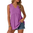 thumbnail image 2 of enyan Womens Loose Fit Casual Flowy Tank Tops Square Neck Trendy Sleeveless Summer Tops Clothes Spring Outfits 2026 Sleeveless Tops for Women,Purple,S, 2 of 7