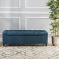 thumbnail image 2 of GDF Studio Alta Contemporary Tufted Storage Ottoman, Navy Blue Fabric and Dark Brown, 2 of 13