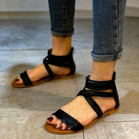 

Tangnade Women shoes Fashion Women s Serpentine Summer Zipper Beach Open Toe Breathable Sandals Shoes Black 40