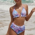 thumbnail image 4 of vigerkar Women's Floral Print Bathing Suit Halter Tie Side Summer Swimsuit Bikinis Set (Purple, XL), 4 of 9
