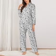 thumbnail image 2 of KLL Nautical Themed Simple Anchors Print Women's Long Sleeve Pajamas with Pants Sleepwear Loungewear 2 Set-X-Large, 2 of 7
