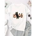 thumbnail image 2 of Camiseta Para Mujer Verano Suave Camiseta Con Cuello Redondo Para Mujer Para Caminar Por La CalleWomen's Fashionable Cat & Music Notes Graphic T-Shirt - Casual Round Neck, Short Sleeve, Comfortable, 2 of 7