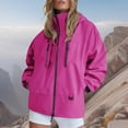 thumbnail image 2 of Sexlip Women Hooded Waterproof Windbreaker Jacket Full Zip Long Sleeve Multi Zipper Pocket Loose Fit Outdoor Hiking Lightweight Rain Coat Pink XL, 2 of 6