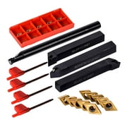 YellowDell 10pcs Carbide Inserts with 4pcs 12mm Lathe Boring Bar Turning Tool Holder Multi-color