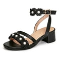 thumbnail image 6 of JUMEYU Sandals for Kids Girls Girls Sandals Low Heel Dress Pump Ankle Strap Flower Party Shoes for Little Kid Big Kid Size 13.5 (Black,Little Kids 13.5), 6 of 9