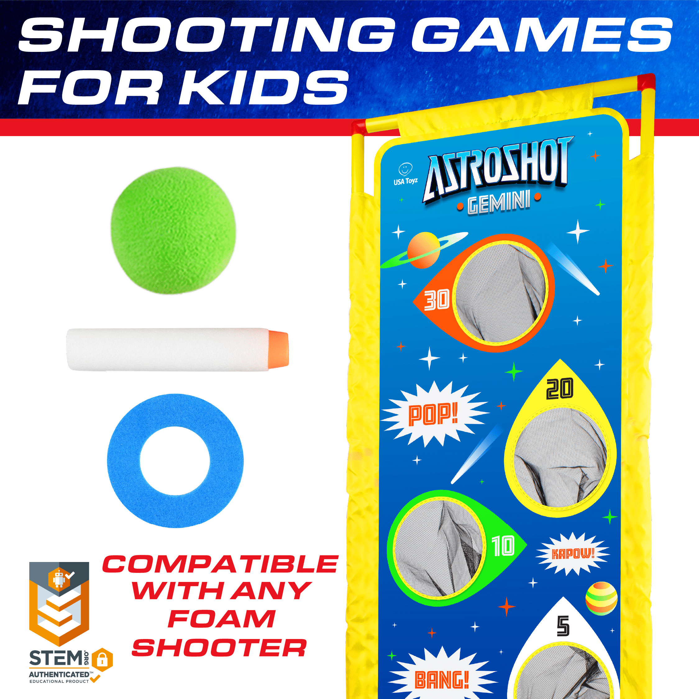USA Toyz Astroshot Gemini Ball Popper Air Blasters Toy 2 pack, Indoor & Outdoor Game for Kid Ages 6+