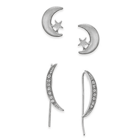Pave Set Earrings - Inspired Life Women's Set of 2 Earrings; Pave Crystal Drop Earrings and Star & Moon Studs