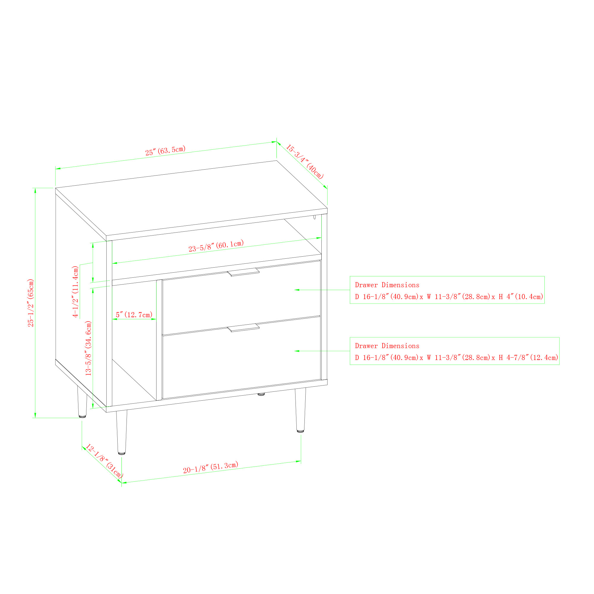 Manor Park Modern Nightstand With Drawers And Shelves Slate Grey