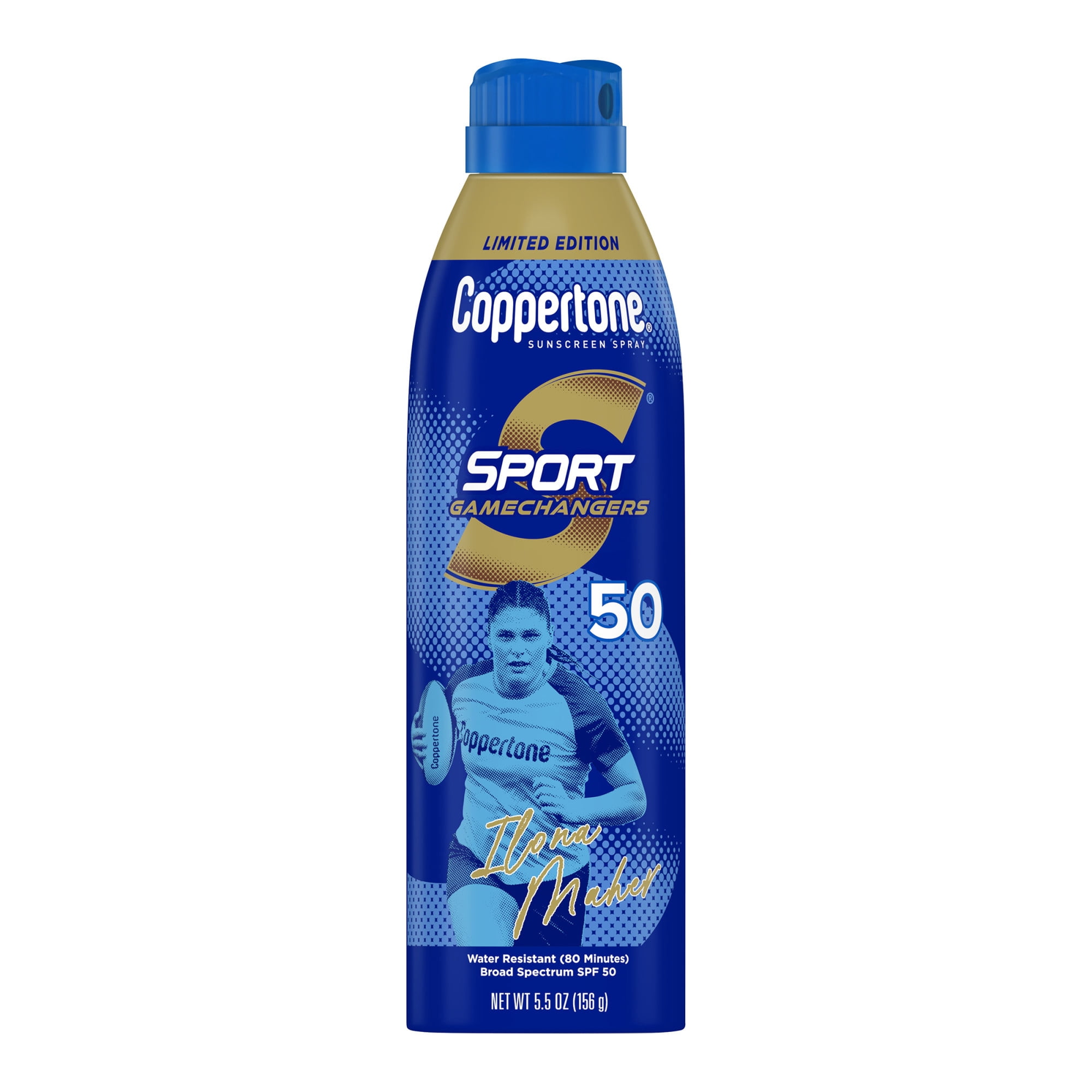 (3 pack) Coppertone Sport Sunscreen Spray, Ilona Maher Limited Edition Design, SPF 50 Sunscreen, 5.5 oz