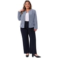 thumbnail image 3 of DARING DIVA Women's Plus Blazer Collarless Long Sleeve Open Front Jacket 4X Blue, 3 of 6