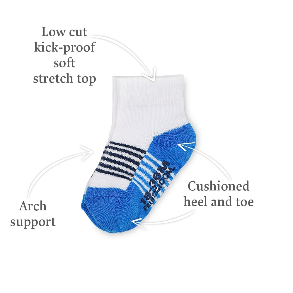 Fruit of the Loom Baby and Toddler Boy Ankle Socks, 18+3 Bonus Pack, Sizes 6M-5T