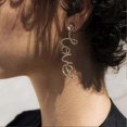 thumbnail image 2 of Fashion Rhinestone English Love Letter Dangle Earrings Ear Stud Jewelry Gift, 2 of 4