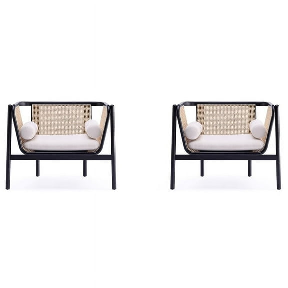 Manhattan Comfort Versailles Wood Accent Chair in Black (Set of 2)