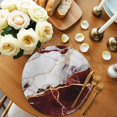 thumbnail image 2 of Marble Red Round 13 Inch Placemats Set of 4, Modern Abstract Gold White Brick Stone Motif HeatResistant Non Slip Place Mats for Dining Table, Wipeable Braided Kitchen Table Mats for Housewarming, 2 of 9