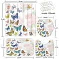 thumbnail image 5 of Flowers Butterflies Bathroom Set with Shower Curtain and Rugs Accessories, Butterfly Butterfly Shower Curtain for Bathroom Vintage Floral Bathroom Decor 4 Pcs, 5 of 7